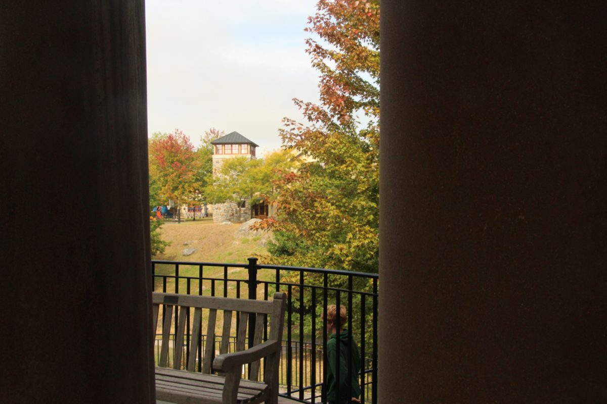 This is a photo of the Lower School from an angle of the Good Hue Arch. The Lower School is a school for younger kids at Hackley to learn at, and play with their friends during recess and lunch.