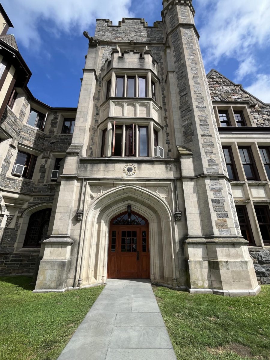 One of the many entrances to the Upper School is the Whispering Arch. It leads to the classics room and art rooms. If speaking under the arch, an echo can be heard from either side of the door. 