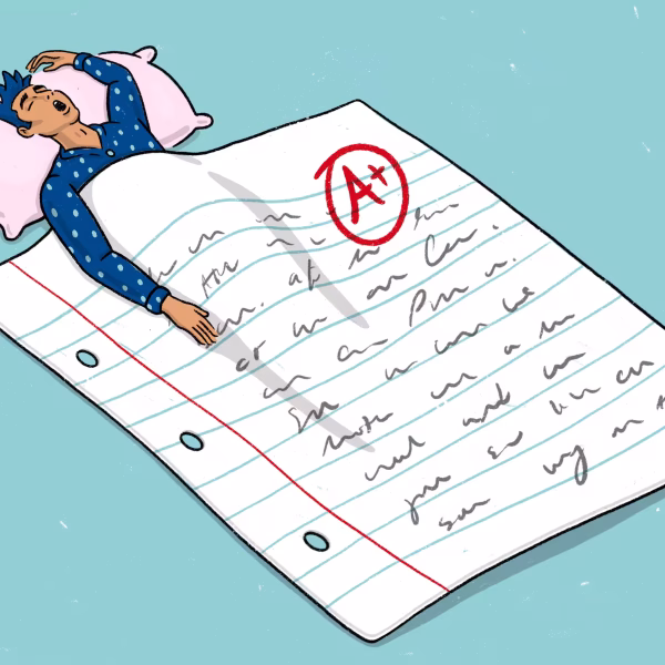 Image displaying overworked students who is drowning in wanting good grades